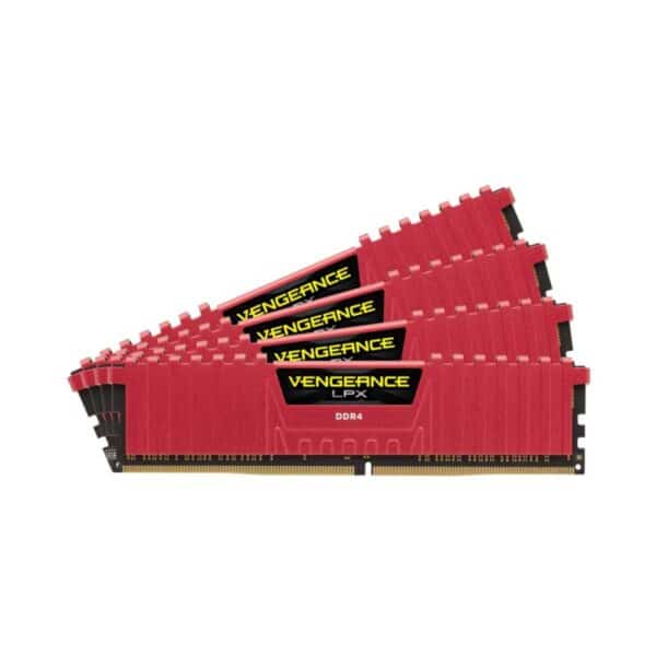 Corsair VENGEANCE LPX 16GB (4 x 4GB) DDR4 DRAM 2666MHz CL16 1.2V CMK16GX4M4A2666C16R Memory Kit  Red